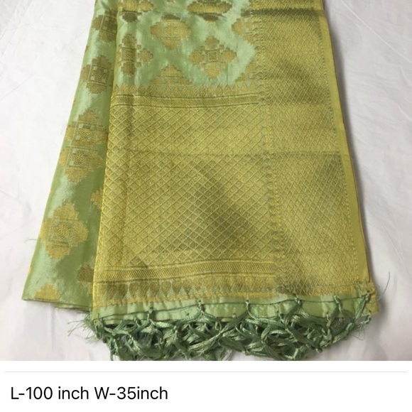 NWOT Indian Dupatta scarf  banarasi tassels full - Picture 6 of 16